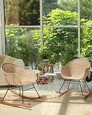 Conjunto de 2 mecedoras LAVINIO Ratán Natural_1185219