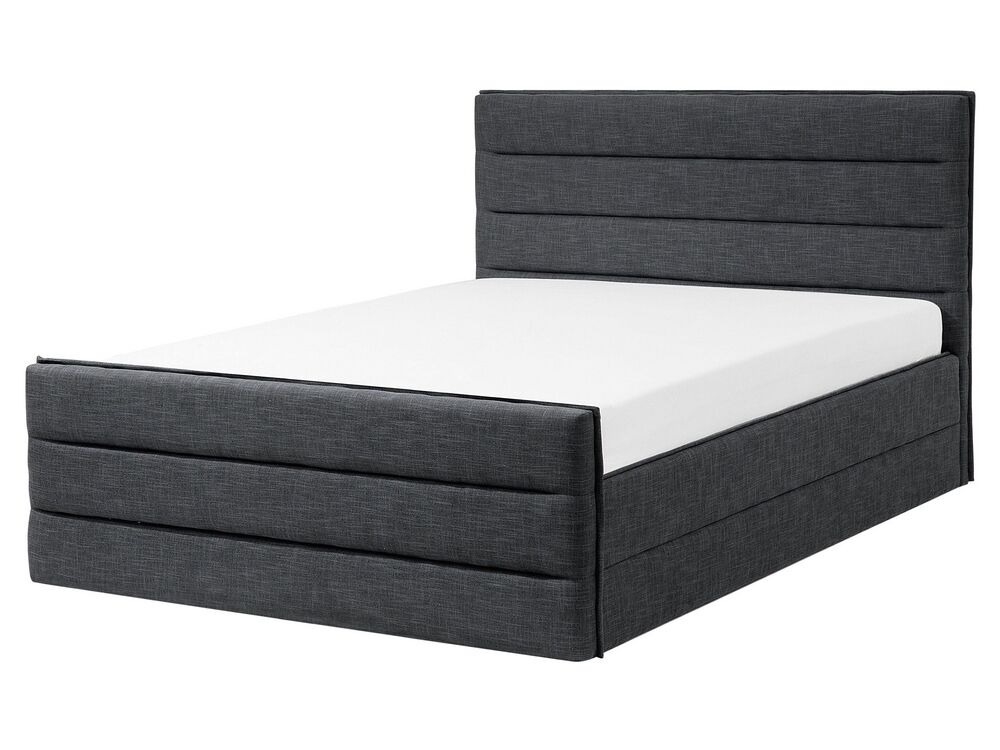 Bett mit Lattenrost Stoff VALBONNE 160 x 200 cm Dunkelgrau