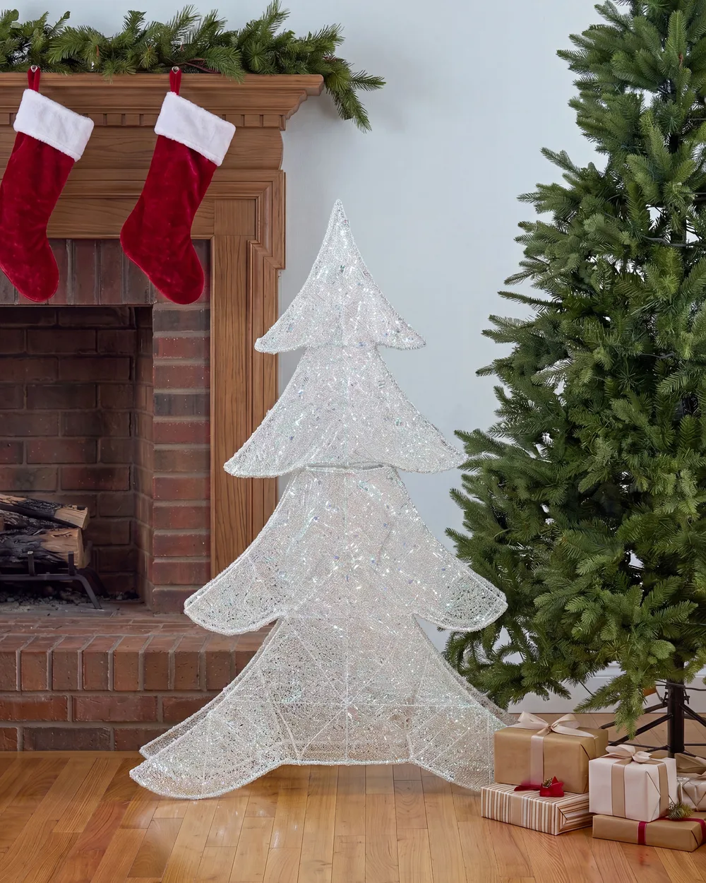 Decorazione per esterni LED EDASJON 95 cm Albero di Natale Bianco_1146469