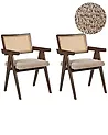 Set of 2 Dining Chairs AVA Wood Brown/ Taupe