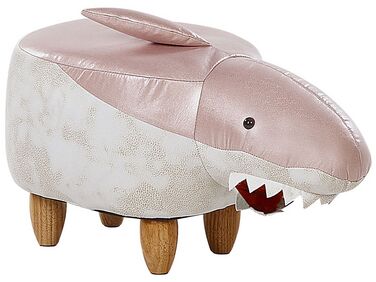 Pouf animaletto in tessuto rosa e bianco SHARK