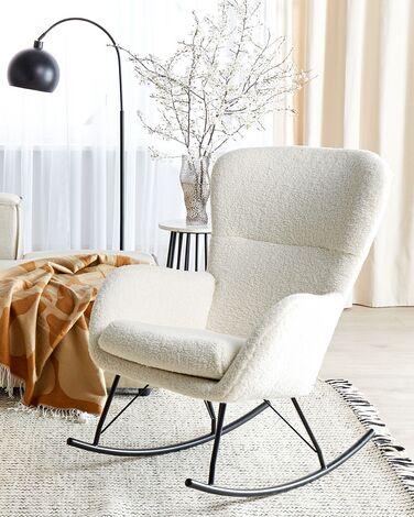 Boucle Rocking Chair Cream White and Black ANASET