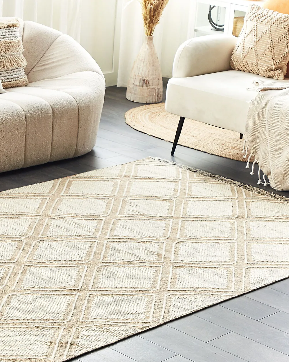 Tappeto KACEM Beige 160 x 230 cm Cotone_1178980