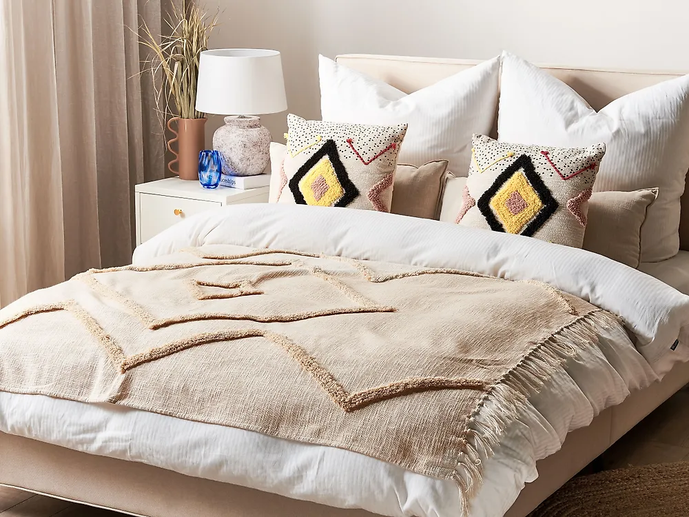 Couverture JAUNPUR Coton 130 x 180 cm Beige_1178867