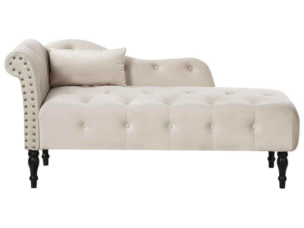 Left Hand Velvet Chaise Lounge Light Beige IVRY Beliani.cz