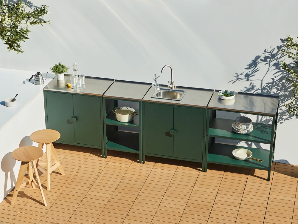 4 Piece Outdoor Kitchen Set with Sink VILAMA Green Metal