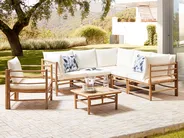 Garden Lounge Set with Table 6 Seater CERRETO Bamboo Off-White_909626
