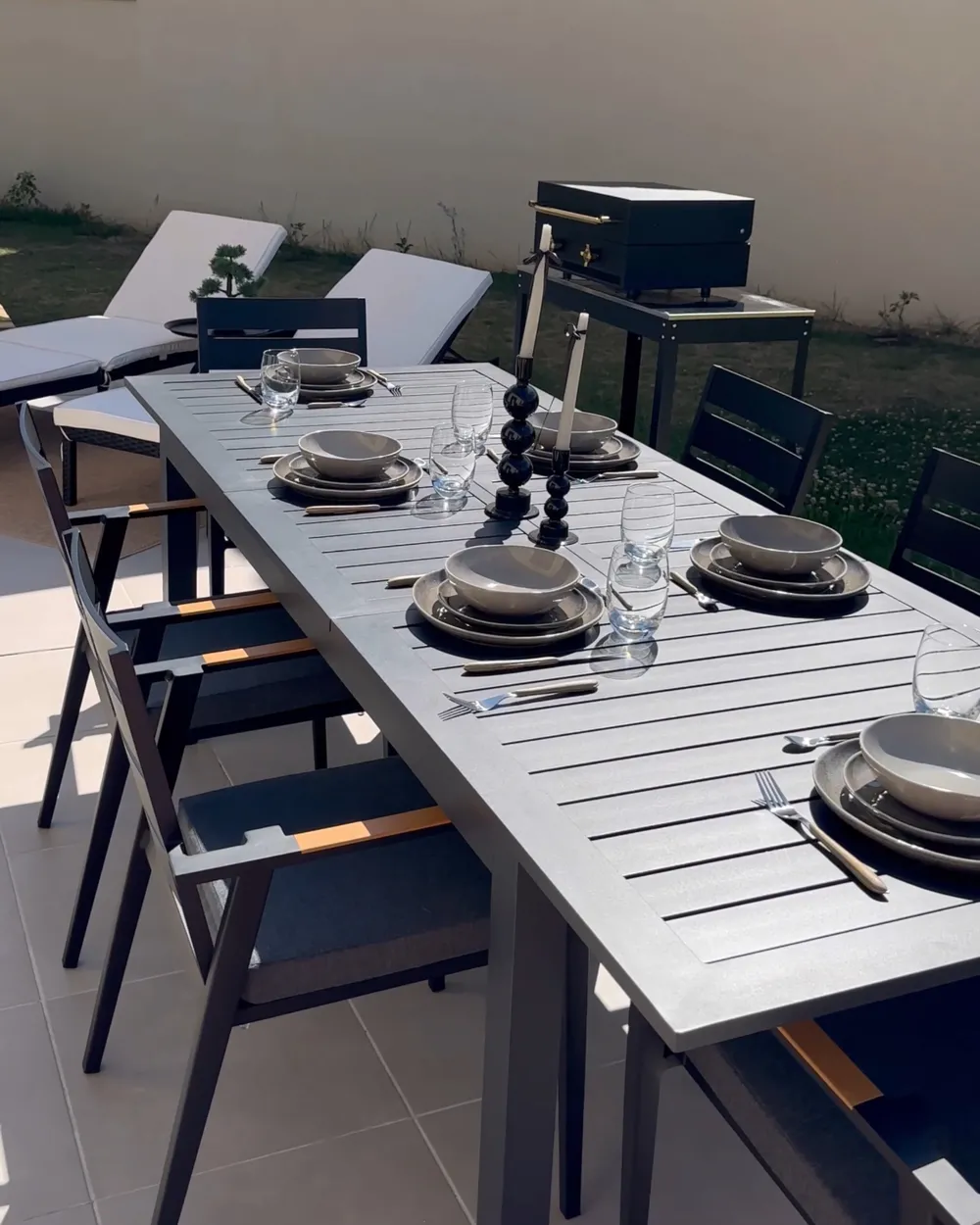 Set di 8 piatti fondi COSTMARY Gres porcellanato Grigio_1005505