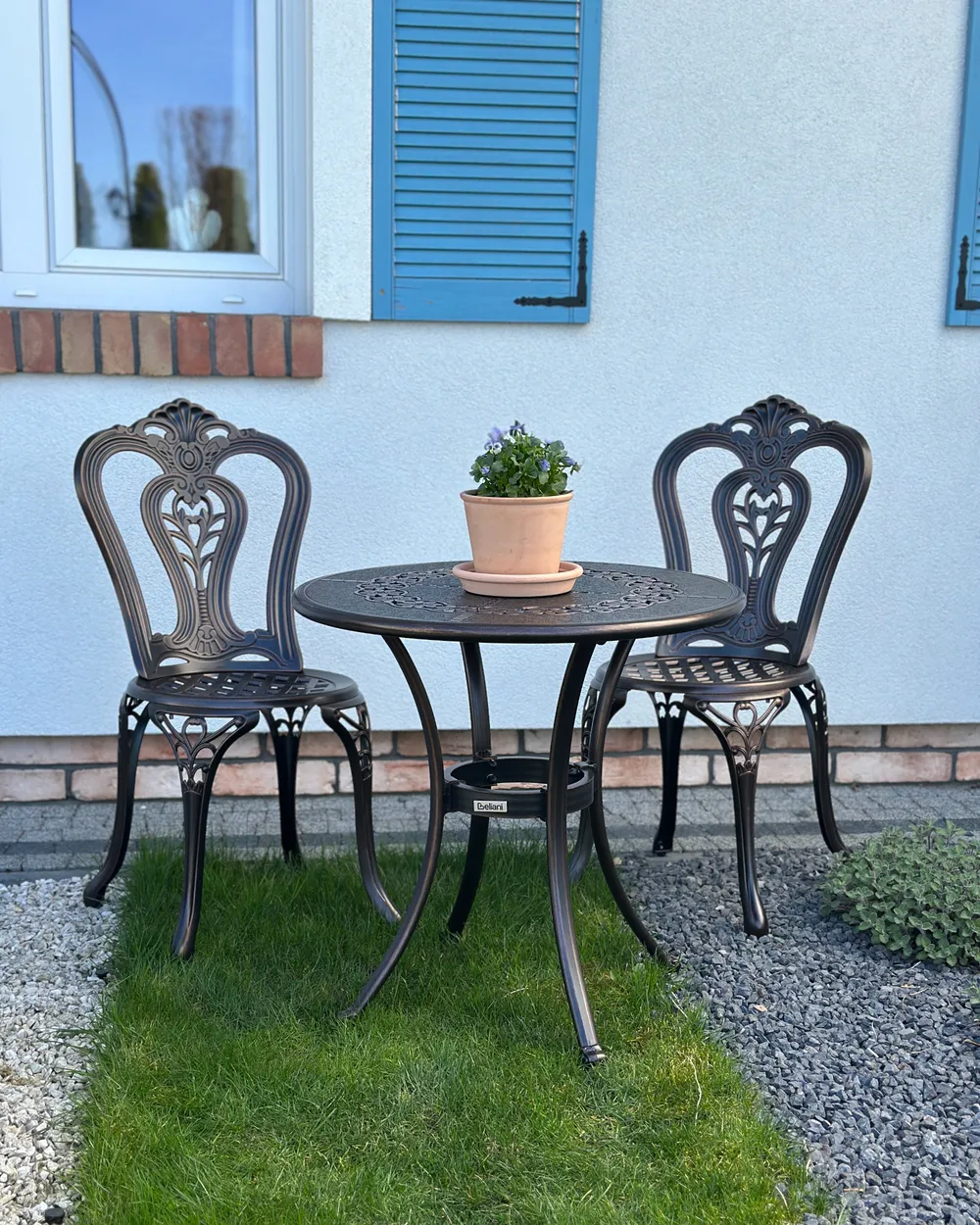 Set of 2 Garden Chairs BOVINO Metal Dark Brown_1073010