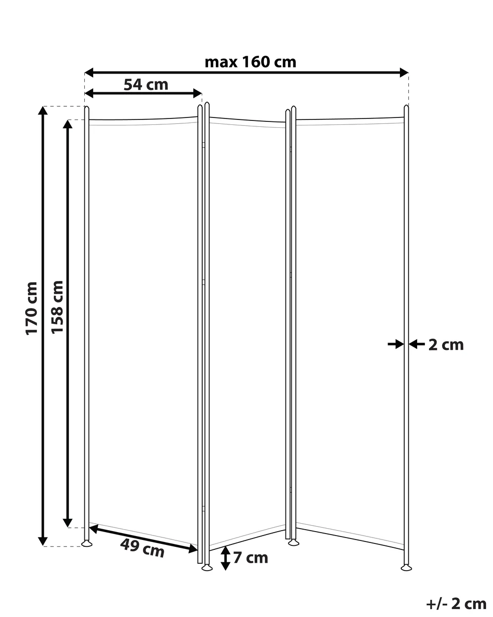 3 Panel Room Divider NARNI 160 cm 170 cm Grey_802774