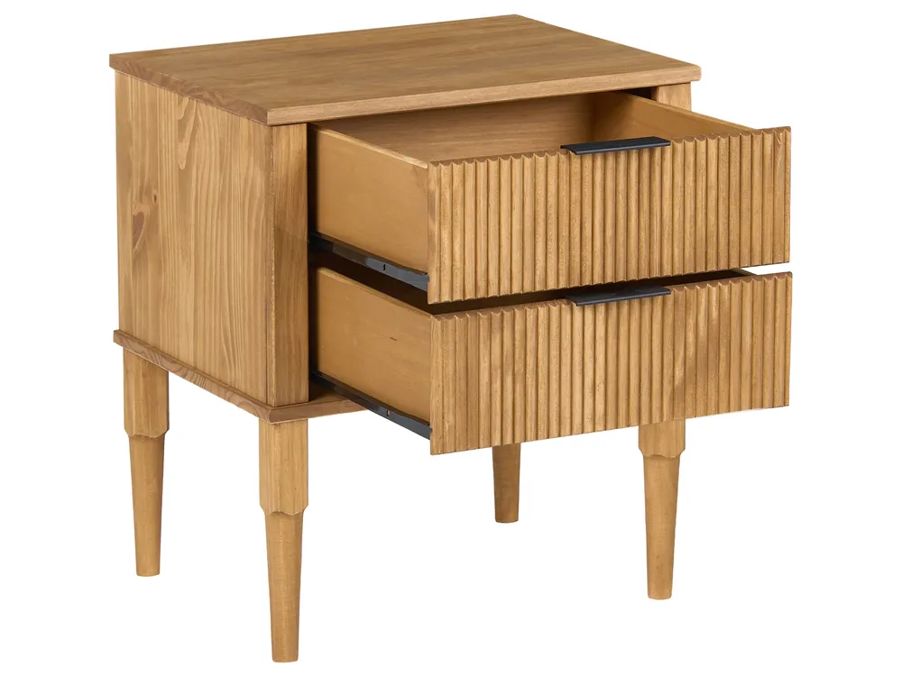 Bedroom Set Pine Wood FLAVIGNAC 160 x 200 cm (EU King Size) Light Brown_1118518