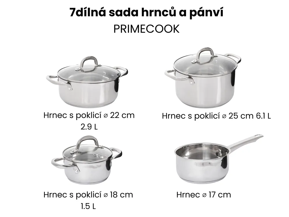 Sada 7 hrnců PRIMECOOK Nerezová ocel Stříbrná_1051152