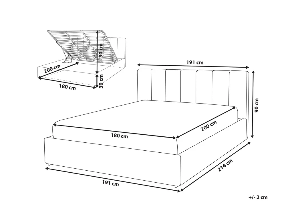 Ottoman Bed DREUX Velvet Taupe 180 x 200 cm (EU Super King)_1012326