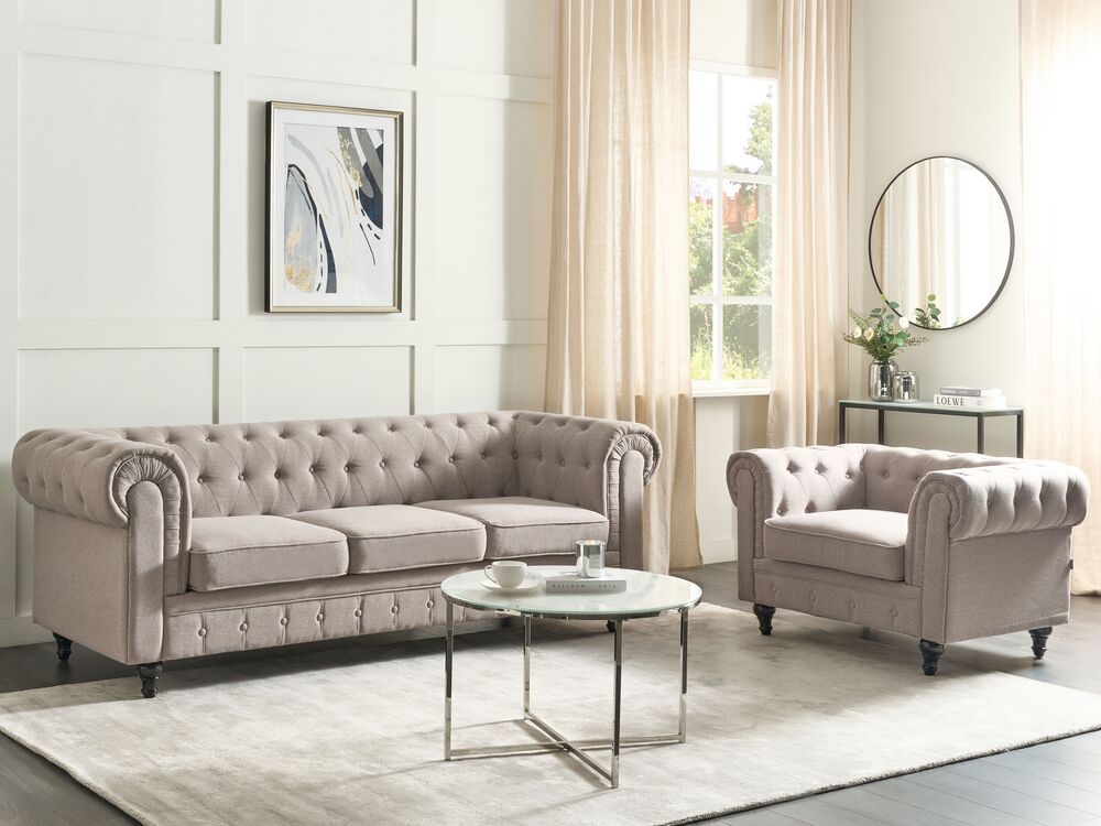 Cream chesterfield sofa set discount