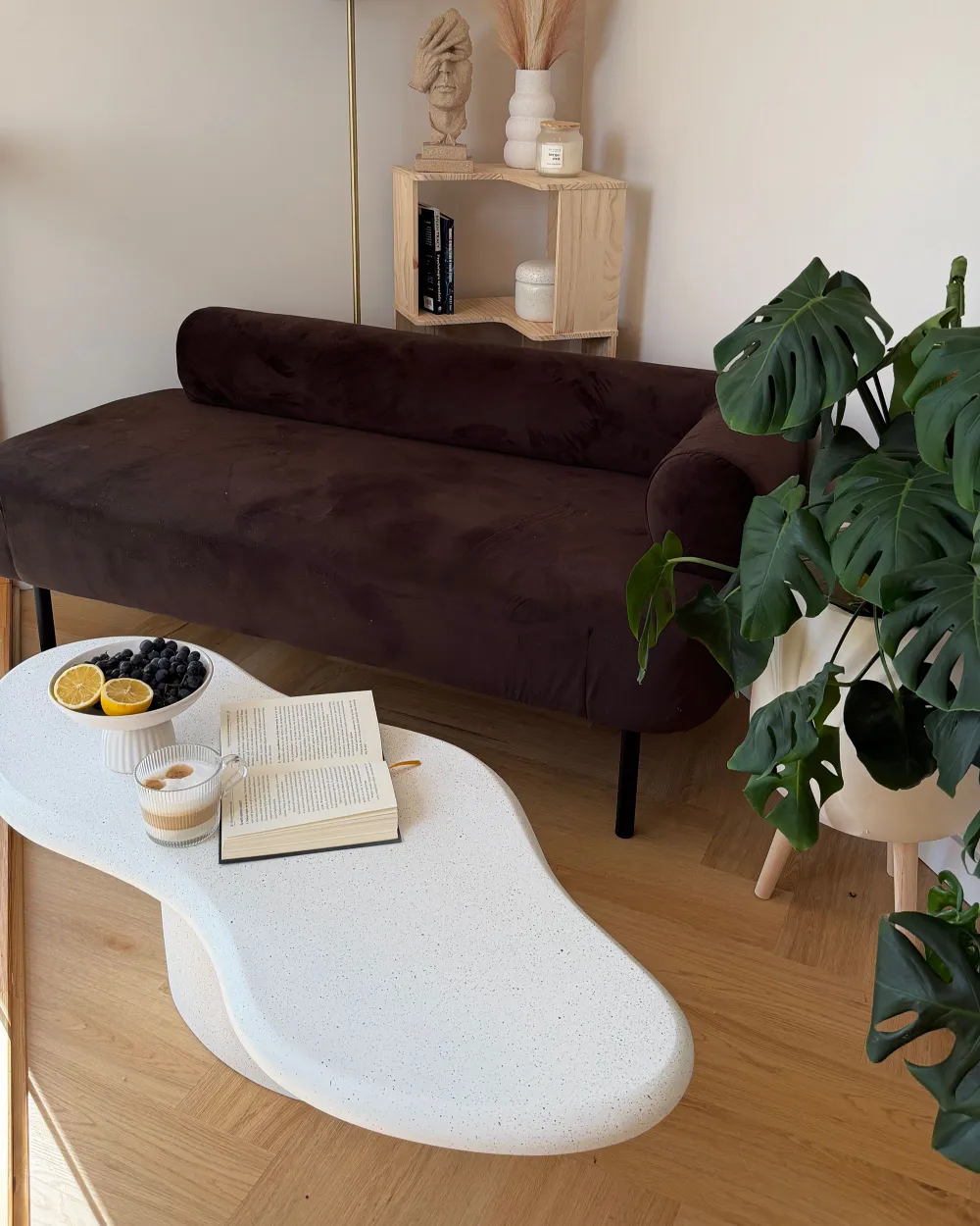 Chaise longue versione destra MIRMANDE Velluto Marrone scuro_1173861