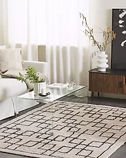 Teppich TURHAL Beige 140 x 200 cm Baumwolle_1183332