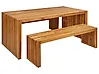 Garden Dining Set with Benches 6 Seater SULZANO Acacia Wood Brown