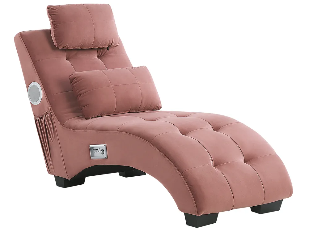 Chaise longue SIMORRE con altoparlante Bluetooth integrato Velluto Rosa pastello_823099