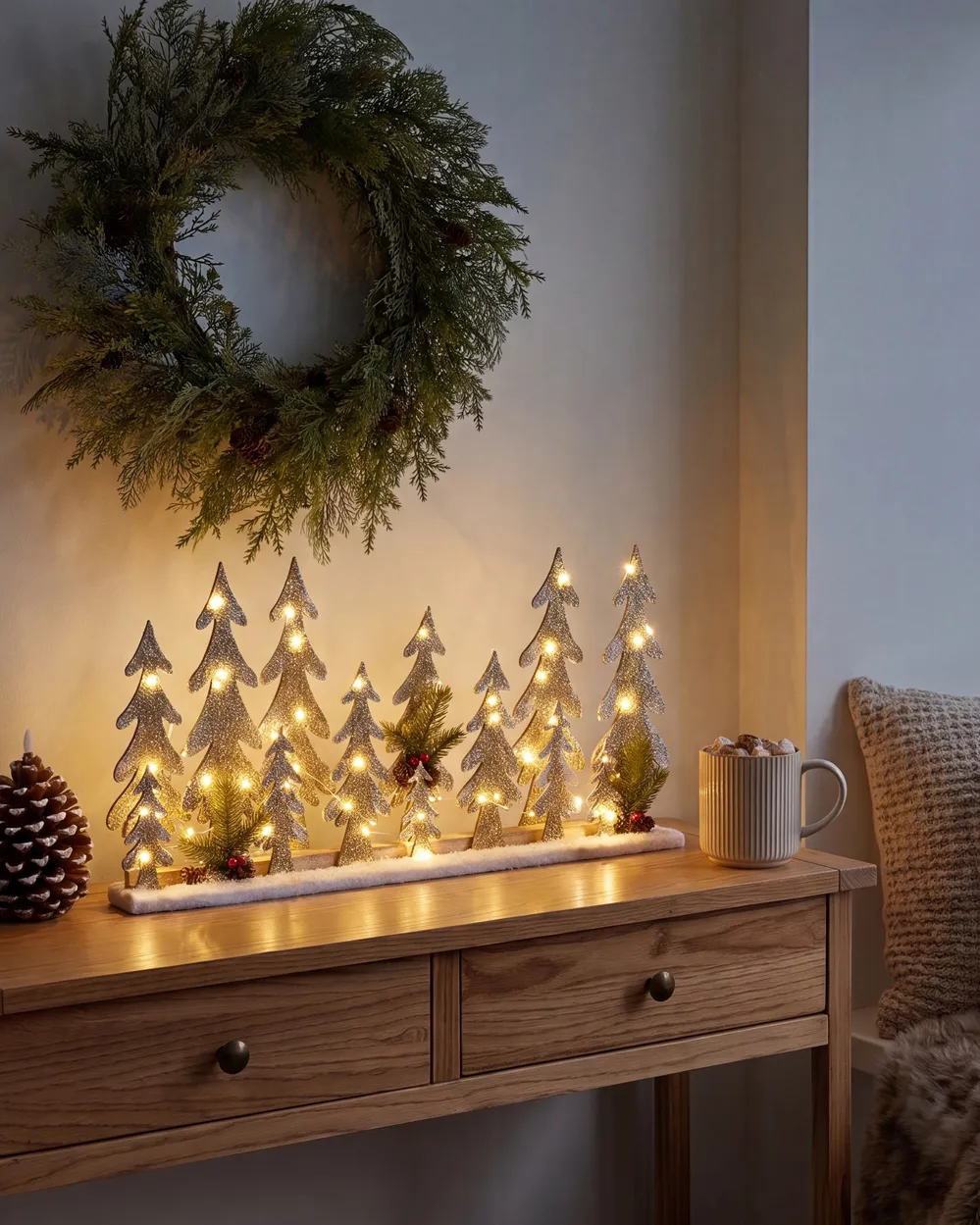 Dekoracja świąteczna LED ORIVESI 30 cm Choinka Jasnobrązowy