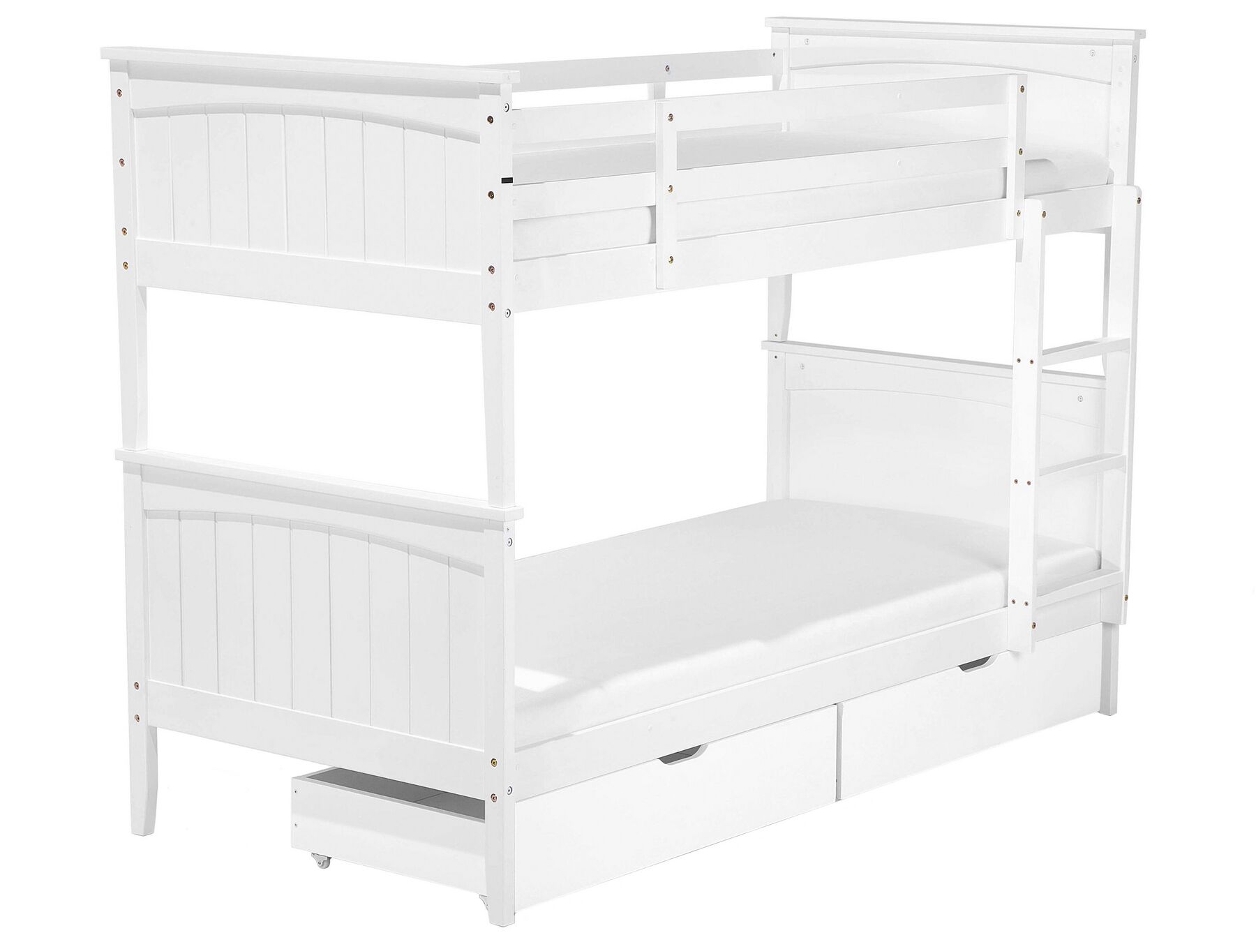 Wooden EU Single Size Bunk Bed with Storage White ALBON_797228