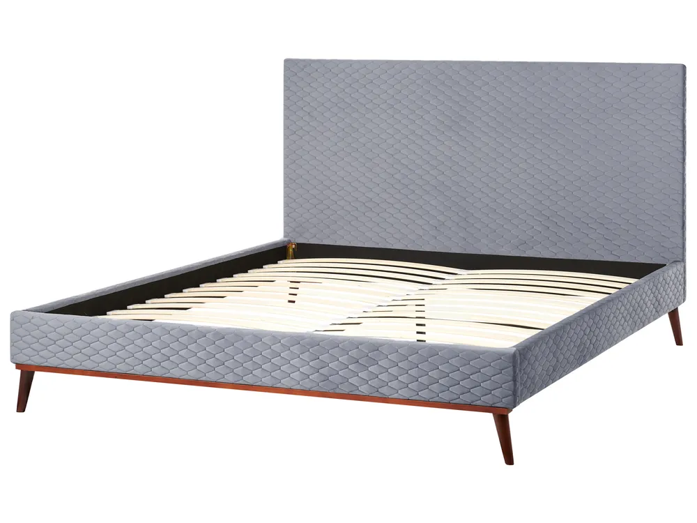 Bed Velvet BAYONNE 180 x 200 cm (EU Super King) Light Grey_713684