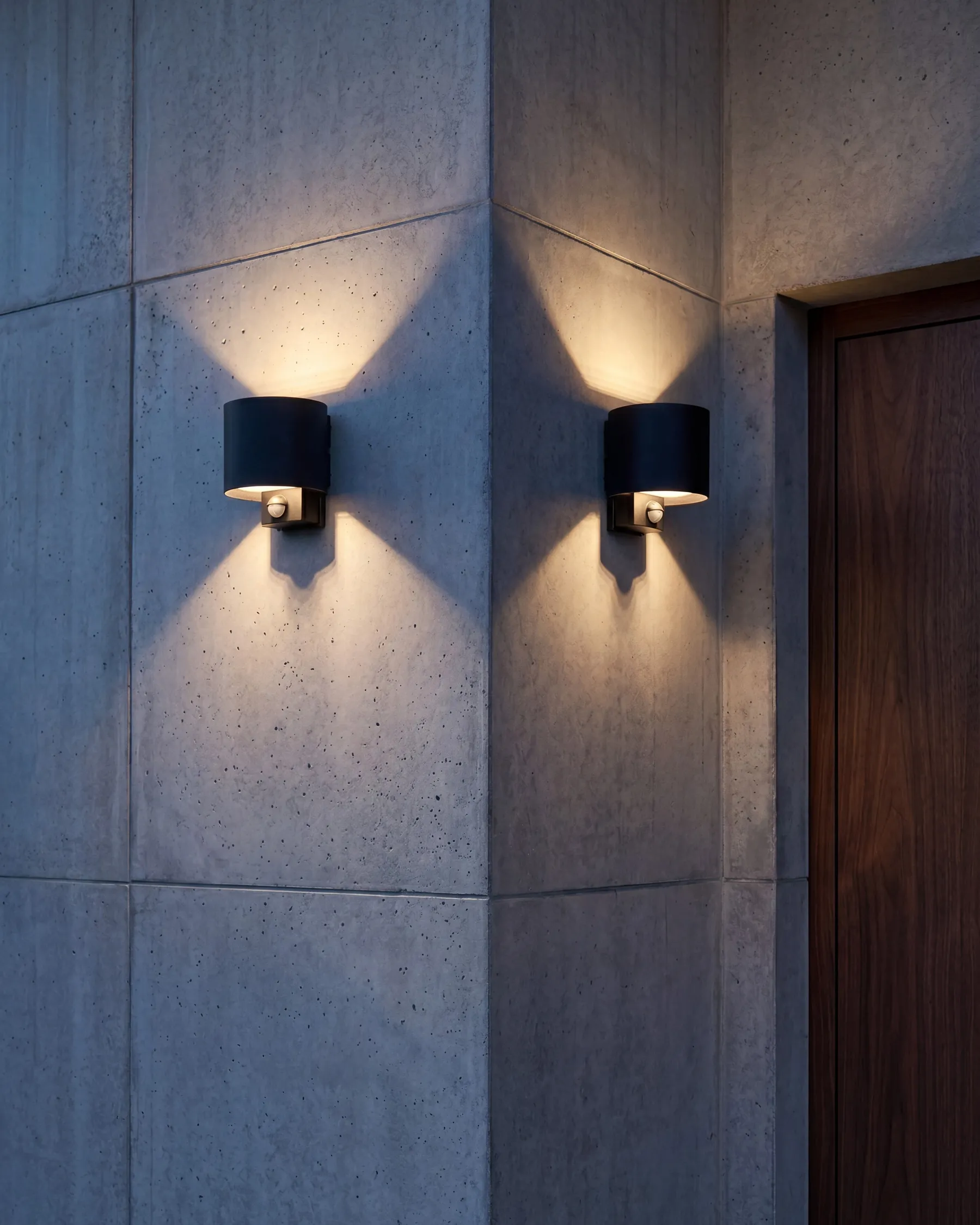 Set of 2 Outdoor LED Wall Lights MORAY with Motion Sensor Black_1102895