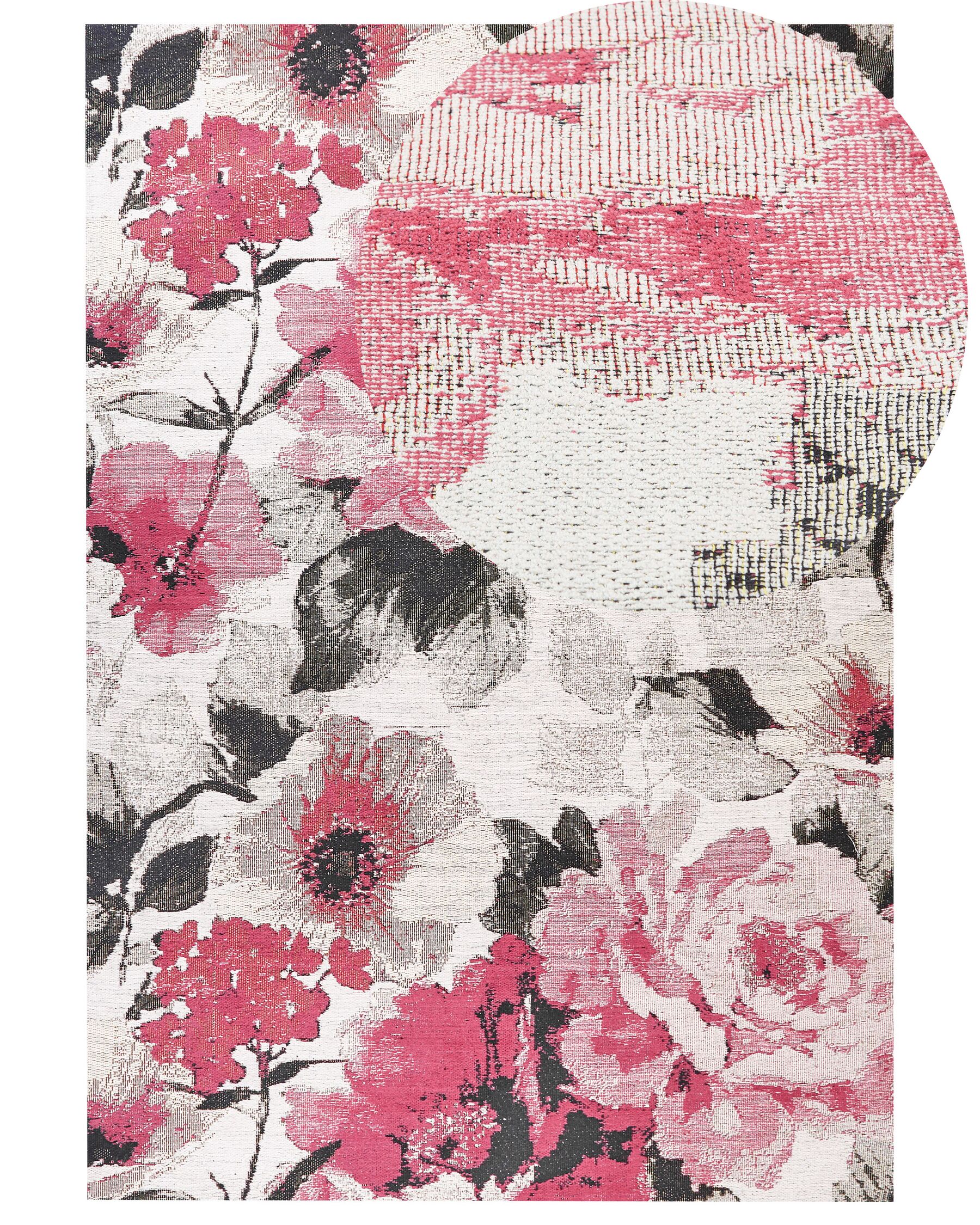Matta blommigt motiv 140 x 200 cm rosa EJAZ_854058