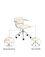 Silla de escritorio CANDOR Piel sintética Blanco crema_1071316