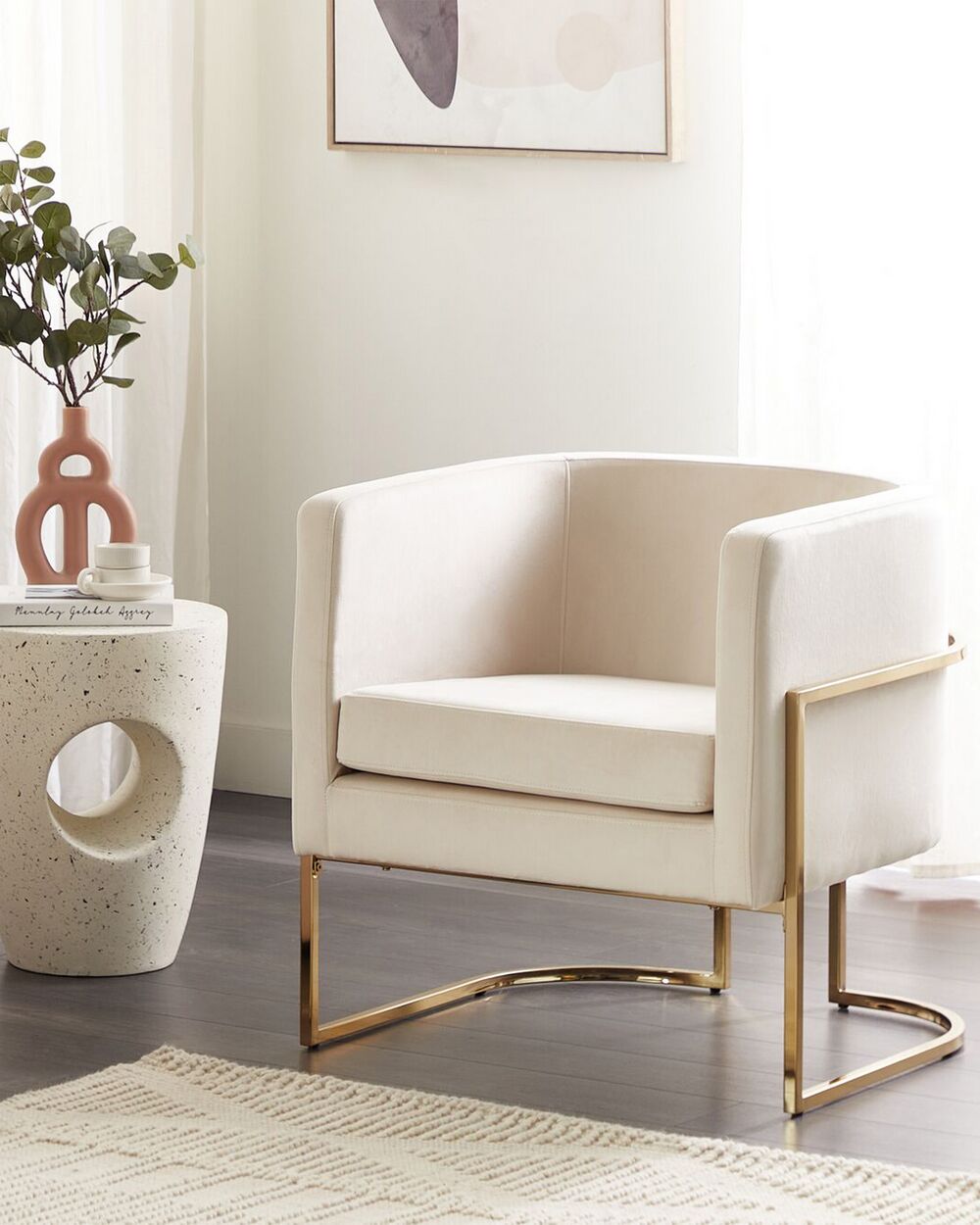Armchair SIRKKA Velvet Cream Beliani.cz