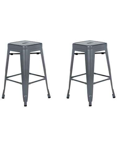 Sada 2 oceľových barových stoličiek 60 cm sivá CABRILLO