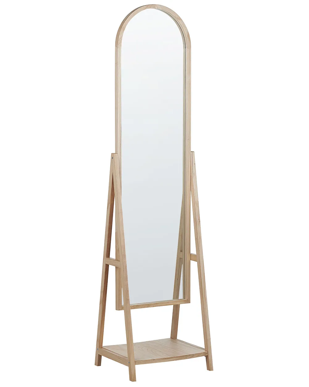 Standing Mirror with Shelf CHAMBERY 170 cm Paulownia Wood Light