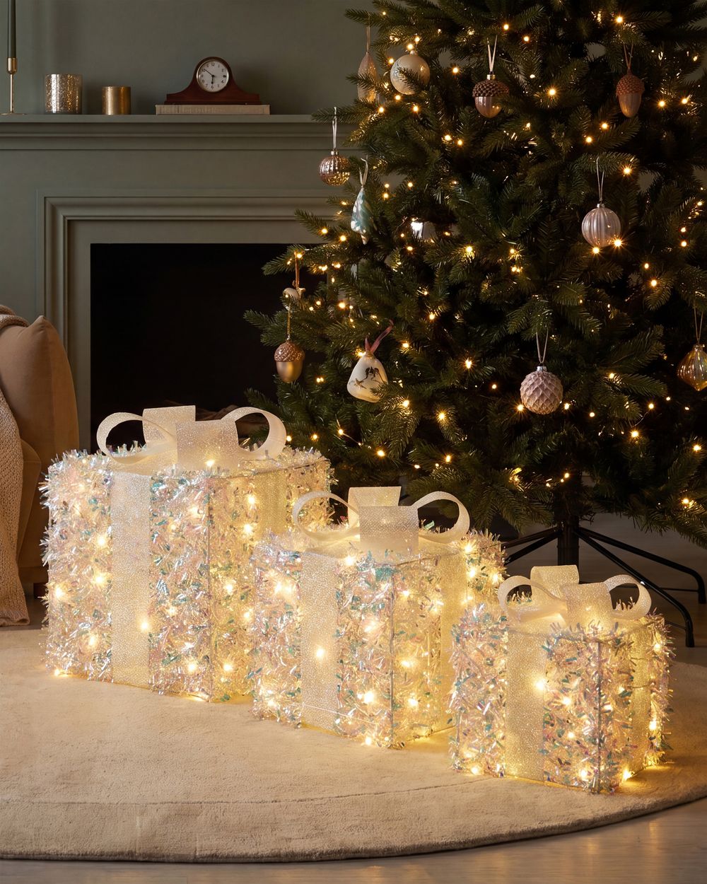 Lot de 3 décorations de Noël LED HALLANGEN 20/25/30 cm Cadeaux de Noël Multicolore