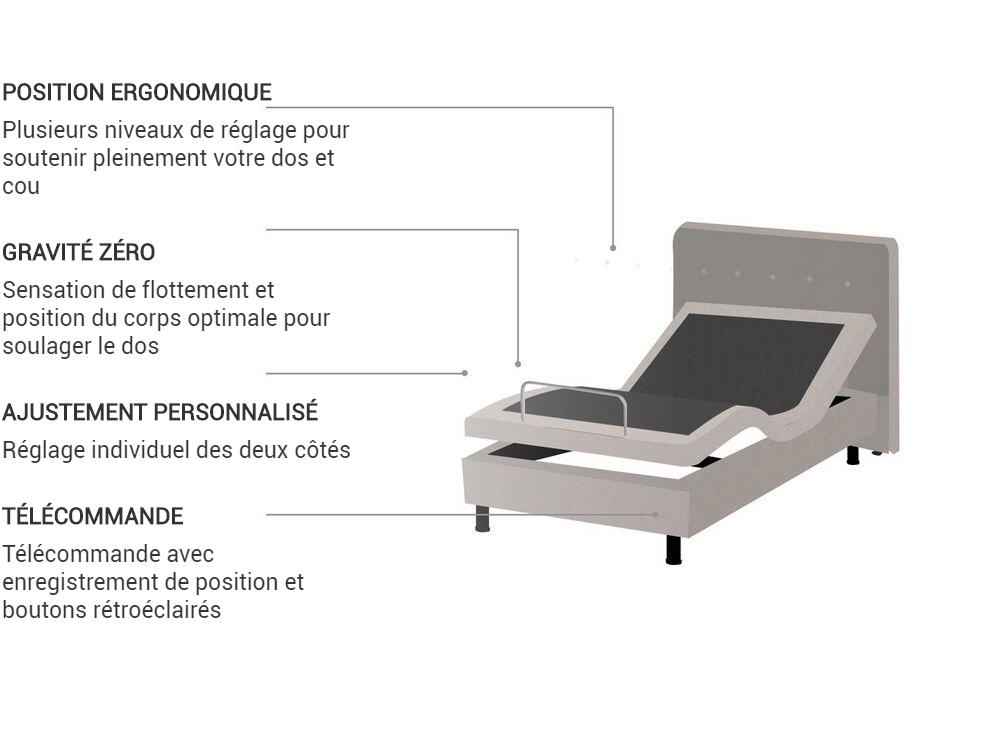 Lit réglable Tissu DUKE 80 x 200 cm Beige_771767