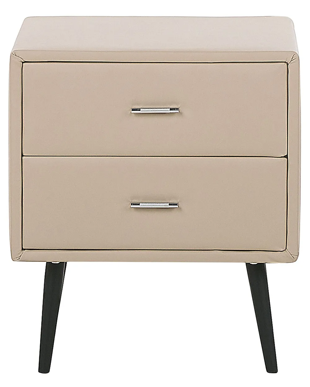 2 Drawer Bedside Table ESSONNE Faux Leather Beige_789002