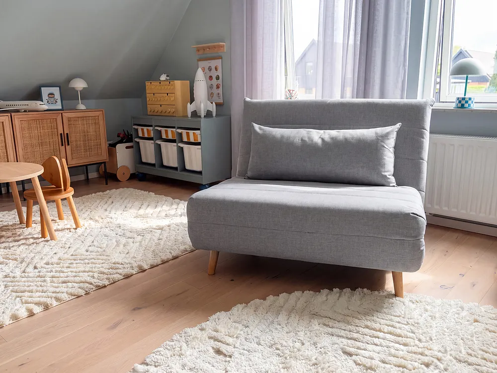 Sofa rozkładana jednoosobowa SETTEN Jasnoszary_1153729