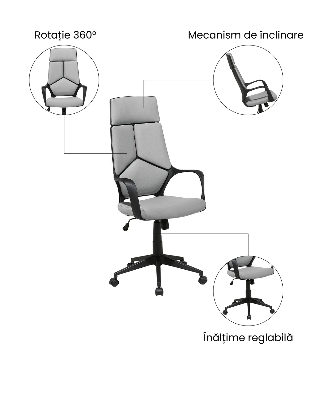 Scaun ergonomic DELIGHT Gri_1073926