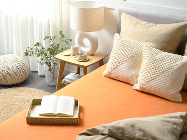 Cotton Fitted Sheet 140 x 200 cm Orange JANBU