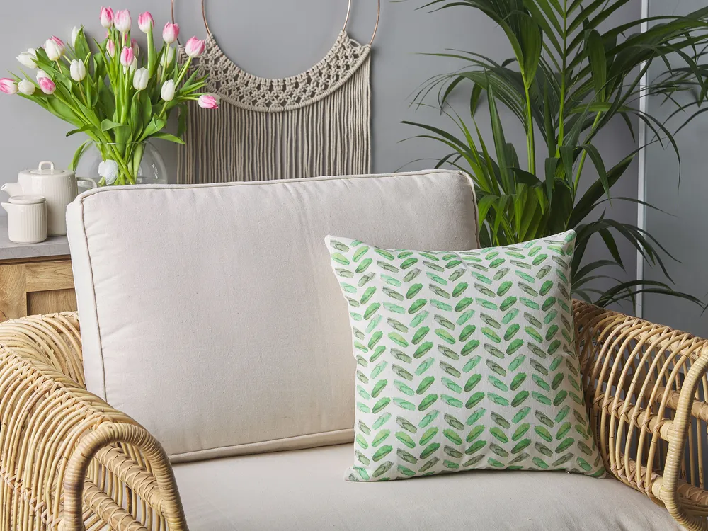Throw Cushion PRUNUS 45 x 45 cm Green Abstract Pattern