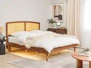 Bed with LED Rattan VARZY 180 x 200 cm (EU Super King) Brown_944026