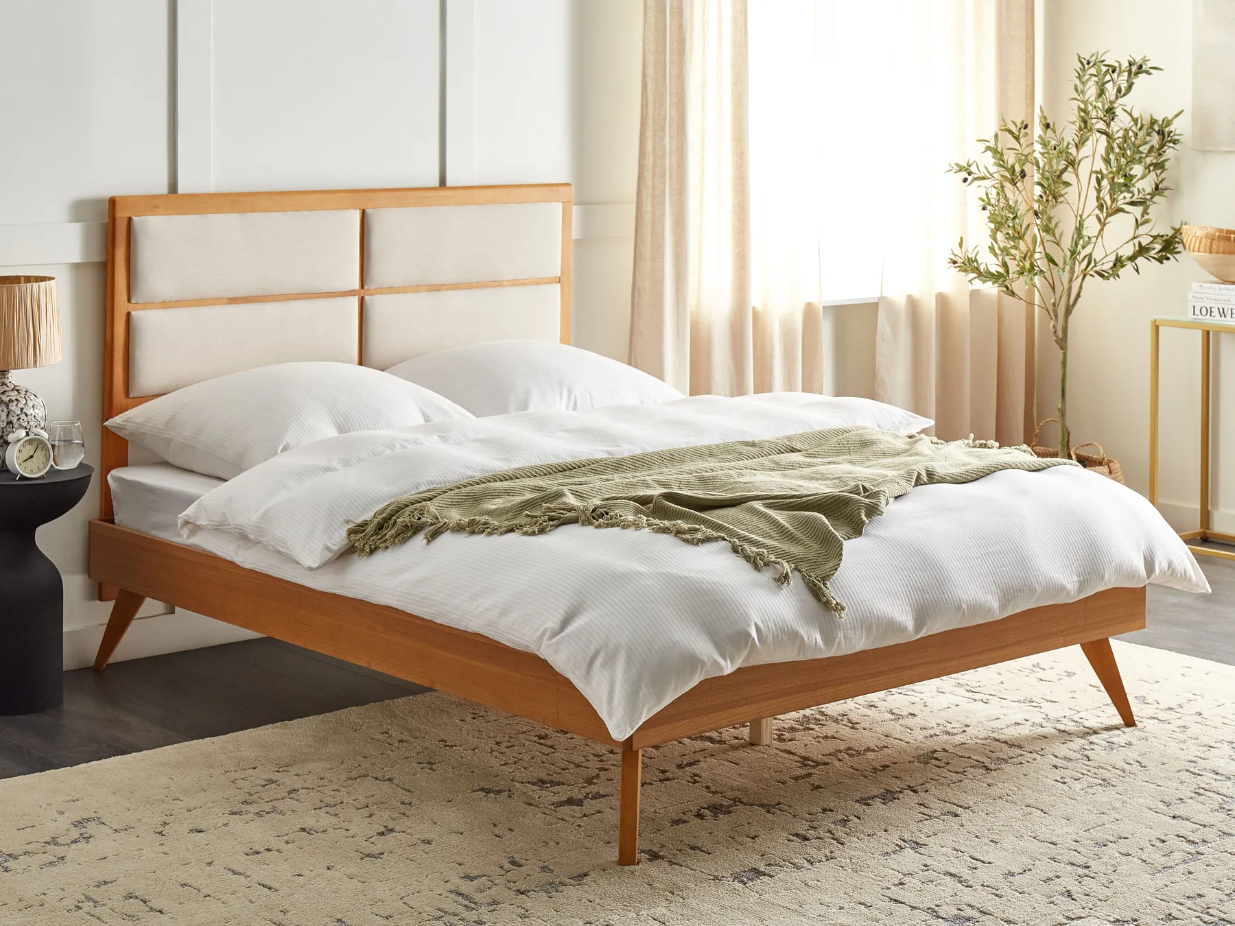 Bed POISSY 160 x 200 cm (EU King Size) Natural Ash Wood_912603