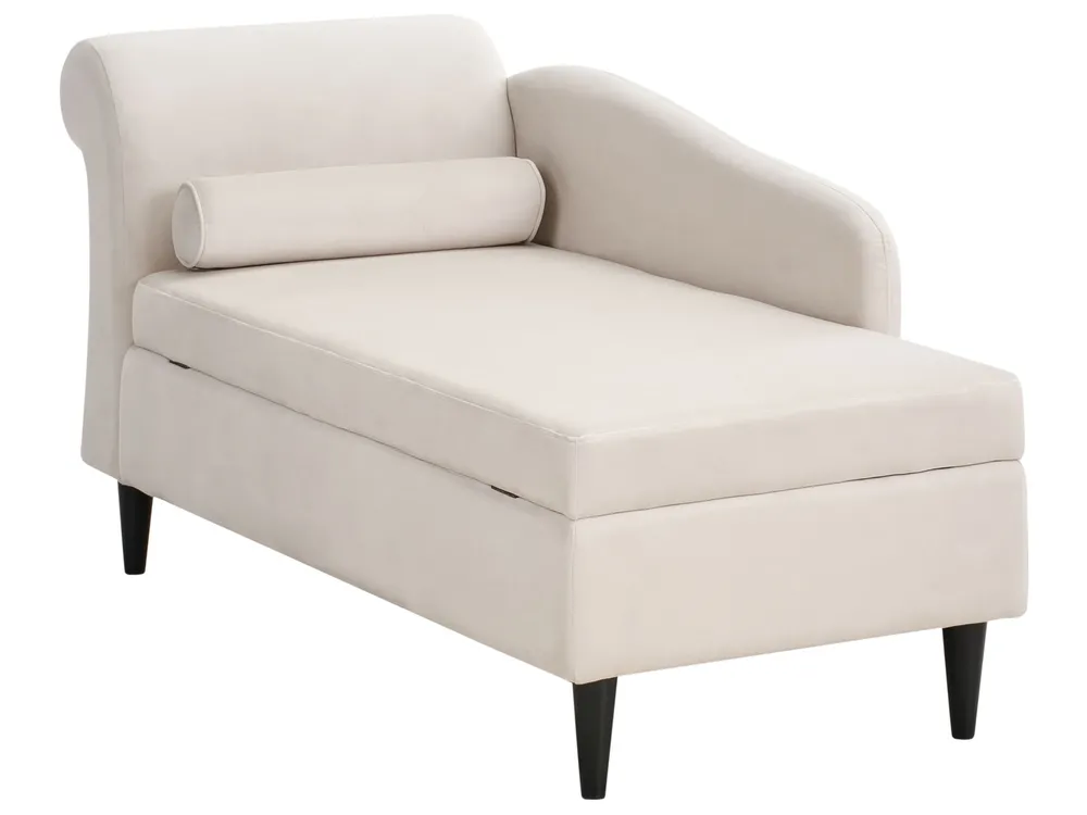 Left-Hand Chaise Longue LUIRO with Storage Velvet Beige_1000657