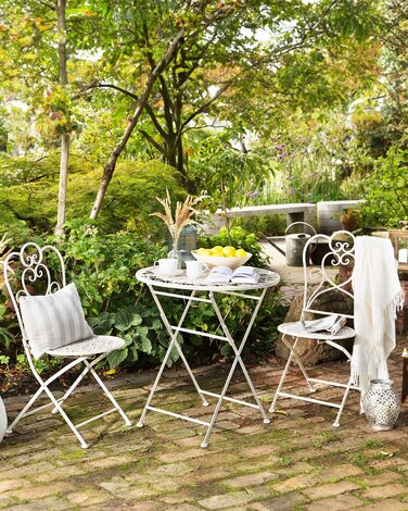 Set of 2 Metal Garden Folding Chairs Beige TRIESTE