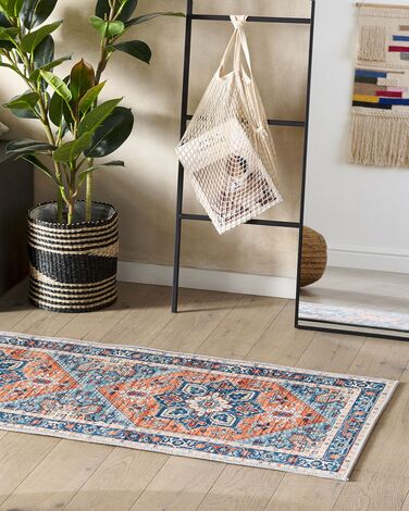 Runner Rug 80 x 200 cm Blue and Orange RITAPURAM