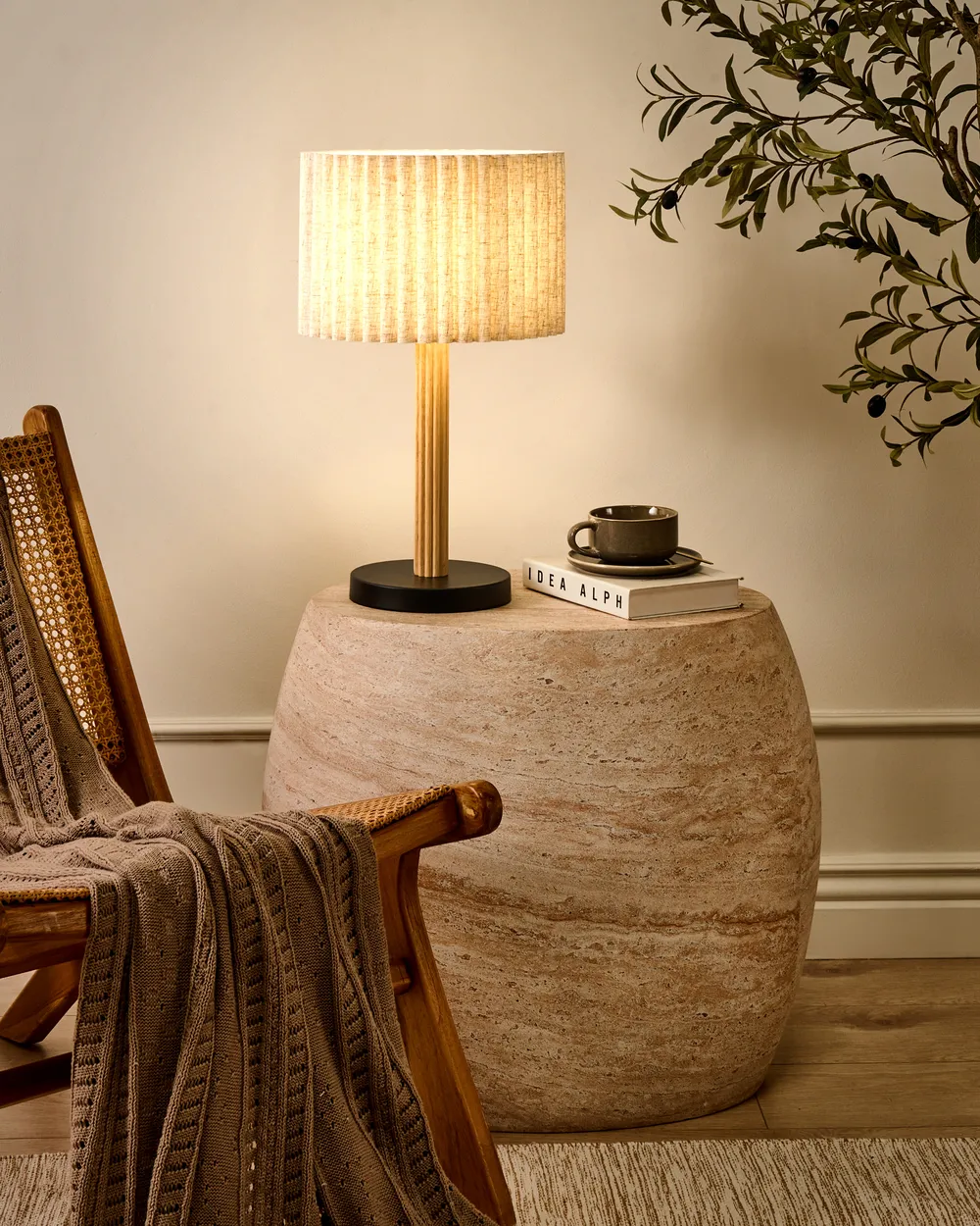 Table Lamp BELESSA Linen Light Beige