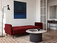 Sofa rozkładana dla 3 osób SENJA Welur Bordowy_1154854