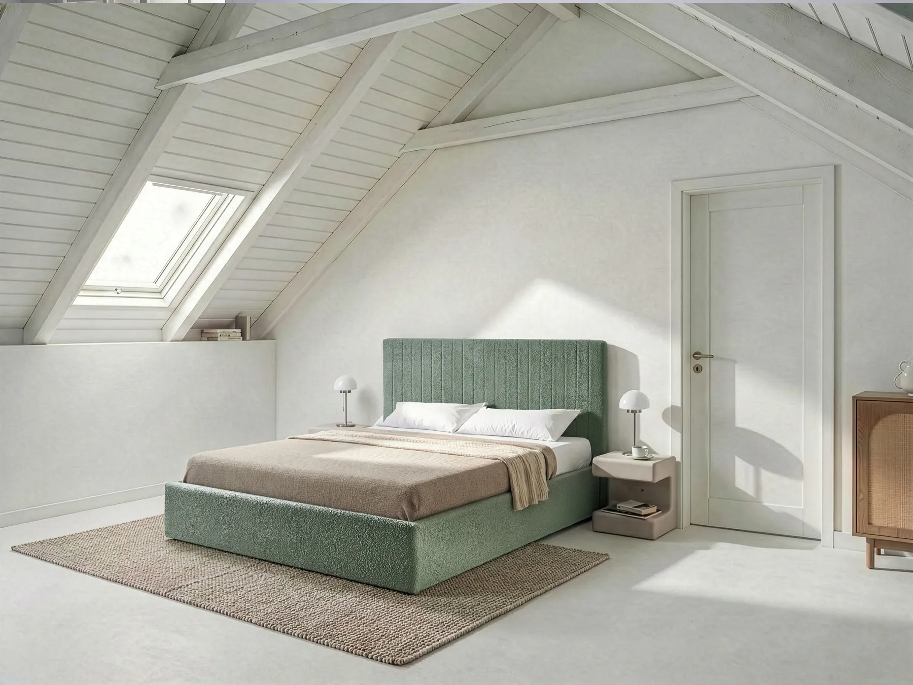 Ottoman Bed VION Boucle Green 160 x 200 cm (EU King Size)_1042756