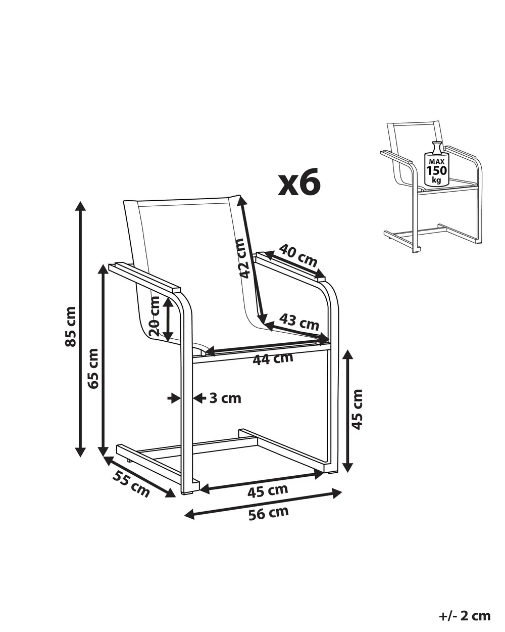 Set of 6 Garden Chairs COSOLETO Stainless Steel Grey_776959