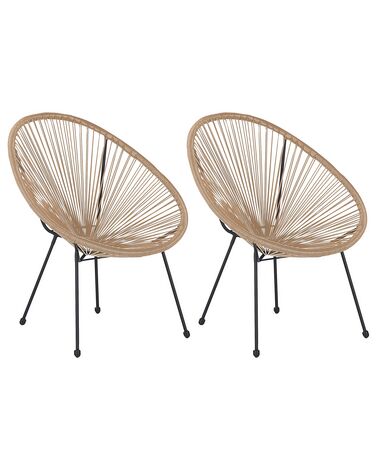 Set of 2 PE Rattan Accent Chairs Natural ACAPULCO II