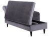 Chaise longue velluto grigio scuro e legno scuro sinistra LUIRO_768782