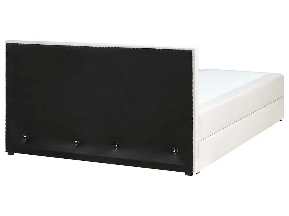 Divan Bed with Storage BARONET Fabric Off-White 160 x 200 cm (EU King Size)_1004503